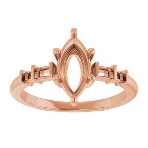 18K Rose Gold 10x5 mm Marquise Ring Mounting – image 6