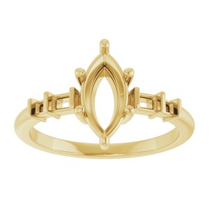 18K Yellow Gold 10x5 mm Marquise Ring Mounting – image 6