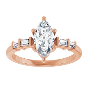 14K Rose Gold 10x5 mm Marquise Ring Mounting – image 5