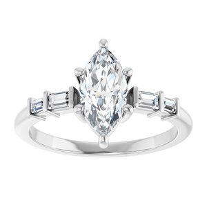 14K X1 White Gold 10x5 mm Marquise Ring Mounting – image 5