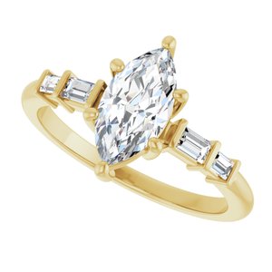 14K Yellow Gold 10x5 mm Marquise Ring Mounting – image 8