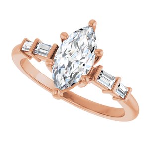 14K Rose Gold 10x5 mm Marquise Ring Mounting – image 8