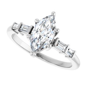 14K X1 White Gold 10x5 mm Marquise Ring Mounting – image 8
