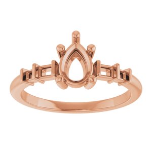 10K Rose Gold 7x5 mm Pear Ring Mounting – image 6