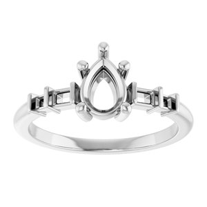 18K White Gold 7x5 mm Pear Ring Mounting – image 6