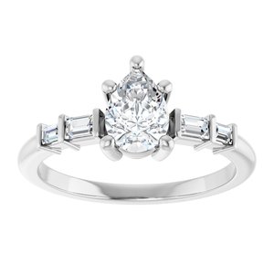 14K X1 White Gold 7x5 mm Pear Ring Mounting – image 5