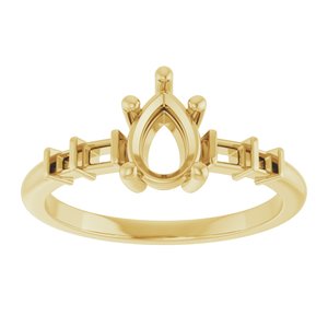 14K Yellow Gold 7x5 mm Pear Ring Mounting – image 6