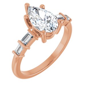 10K Rose Gold 10x6 mm Pear Ring Mounting