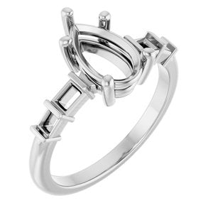 Continuum Sterling Silver 10x6 mm Pear Ring Mounting – image 2