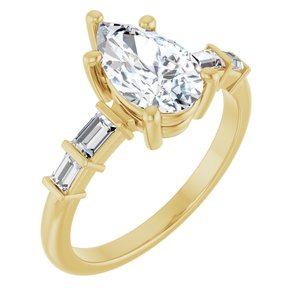 14K Yellow Gold 10x6 mm Pear Ring Mounting