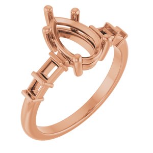 10K Rose Gold 10x6 mm Pear Ring Mounting – image 2