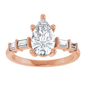 18K Rose Gold 10x6 mm Pear Ring Mounting – image 5