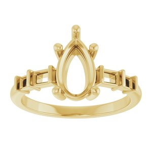 18K Yellow Gold 10x6 mm Pear Ring Mounting – image 6