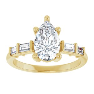 14K Yellow Gold 10x6 mm Pear Ring Mounting – image 5
