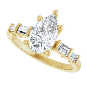 10K Yellow Gold 10x6 mm Pear Ring Mounting – image 8
