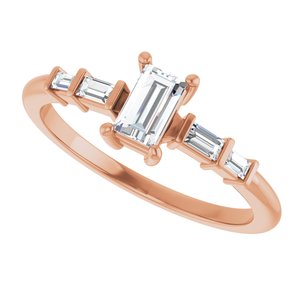 18K Rose Gold 5x3 mm Straight Baguette Ring Mounting – image 8