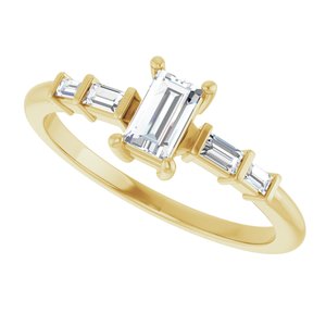 14K Yellow Gold 5x3 mm Straight Baguette Ring Mounting – image 8