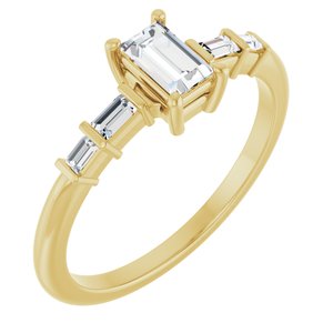 14K Yellow Gold 5x3 mm Straight Baguette Ring Mounting