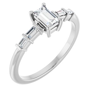 14K X1 White Gold 5x3 mm Straight Baguette Ring Mounting