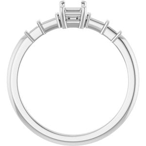 10K White Gold 5x3 mm Straight Baguette Ring Mounting – image 4