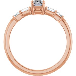 18K Rose Gold 5x3 mm Straight Baguette Ring Mounting – image 3