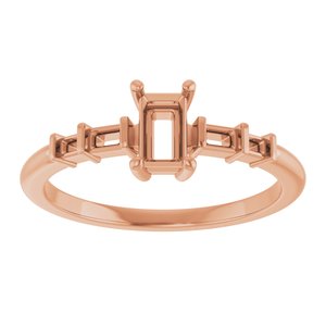 18K Rose Gold 5x3 mm Straight Baguette Ring Mounting – image 6