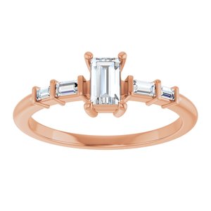 18K Rose Gold 5x3 mm Straight Baguette Ring Mounting – image 5