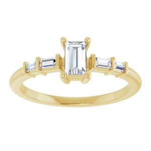 14K Yellow Gold 5x3 mm Straight Baguette Ring Mounting – image 5