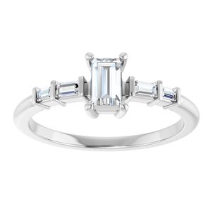 14K X1 White Gold 5x3 mm Straight Baguette Ring Mounting – image 5