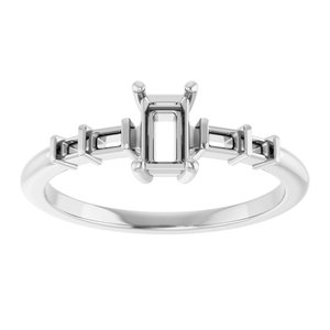 14K X1 White Gold 5x3 mm Straight Baguette Ring Mounting – image 6