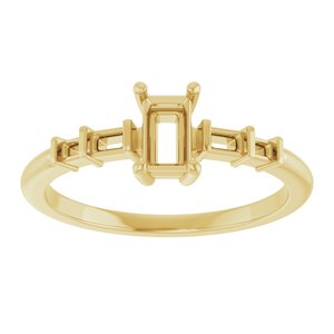 14K Yellow Gold 5x3 mm Straight Baguette Ring Mounting – image 6