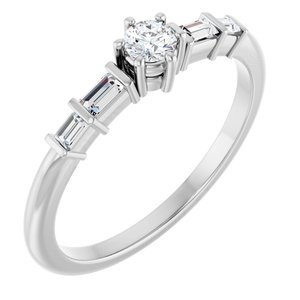 14K White Gold 3.2 mm Round Ring Mounting