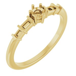 14K Yellow Gold 3.2 mm Round Ring Mounting – image 2