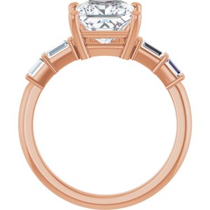 18K Rose Gold 7x7 mm Square Ring Mounting – image 3