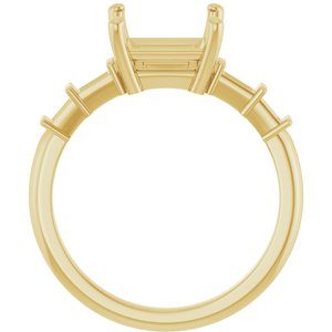14K Yellow Gold 7x7 mm Square Ring Mounting – image 4