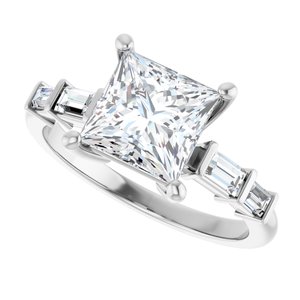 10K White Gold 7x7 mm Square Ring Mounting – image 8