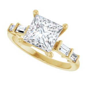 14K Yellow Gold 7x7 mm Square Ring Mounting – image 8