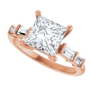 18K Rose Gold 7x7 mm Square Ring Mounting – image 8