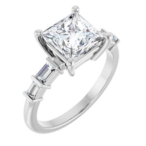 10K White Gold 7x7 mm Square Ring Mounting