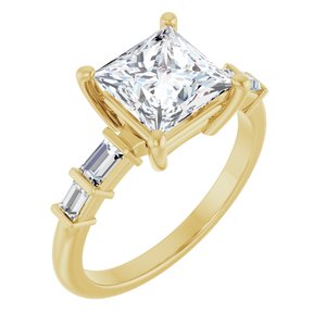 18K Yellow Gold 7x7 mm Square Ring Mounting