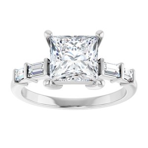 14K X1 White Gold 7x7 mm Square Ring Mounting – image 5