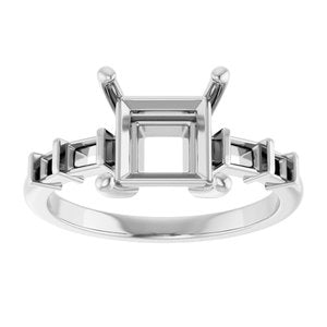 10K White Gold 7x7 mm Square Ring Mounting – image 6