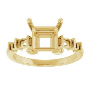 18K Yellow Gold 7x7 mm Square Ring Mounting – image 6