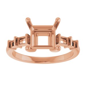 18K Rose Gold 7x7 mm Square Ring Mounting – image 6