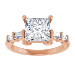18K Rose Gold 7x7 mm Square Ring Mounting – image 5