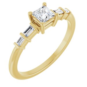 14K Yellow Gold 3.75x3.75 mm Square Ring Mounting
