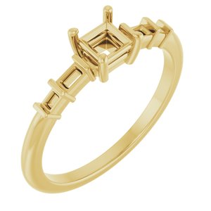 14K Yellow Gold 3.75x3.75 mm Square Ring Mounting – image 2