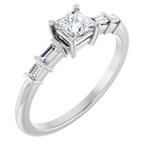 10K White Gold 3.75x3.75 mm Square Ring Mounting