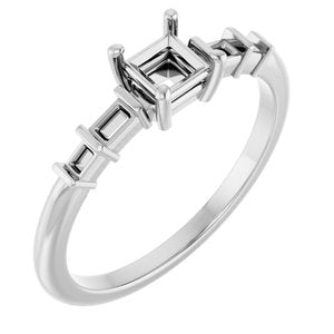 14K White Gold 3.75x3.75 mm Square Ring Mounting – image 2