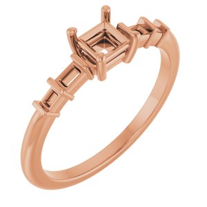 18K Rose Gold 3.75x3.75 mm Square Ring Mounting – image 2